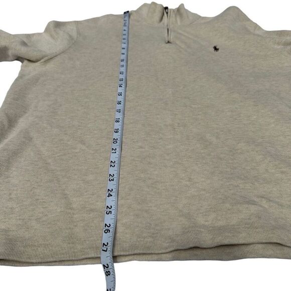 Vintage 90’s Polo Ralph Lauren Beige Quarter Zip Pullover Sweatshirt Mens XL - Picture 7 of 9